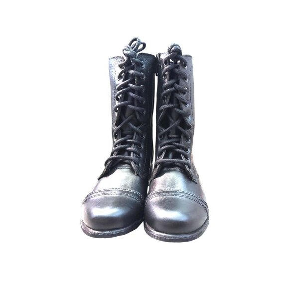 Steve Madden Troopa Black Leather Combat Boots Women Size 5.5 NWOB - Picture 6 of 10